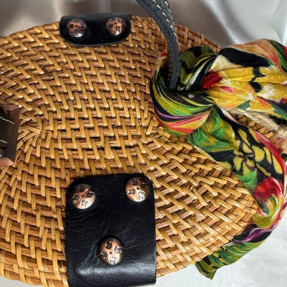 Patricia Nash Tan Woven Mini Bag with Black Accents - Picture 3 of 9